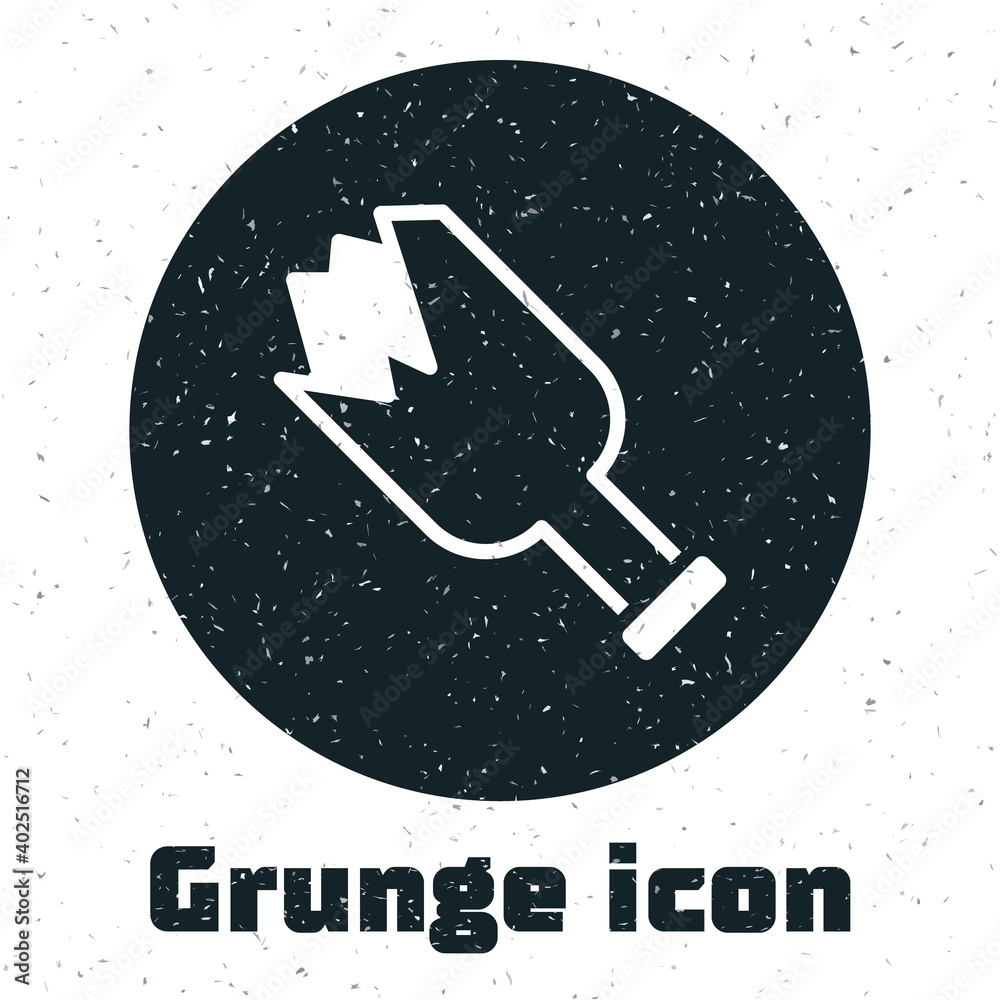 Grunge Broken bottle as weapon icon isolated on white background. Monochrome vintage drawing. Vector. Grunge Broken bottle as weapon icon isolated on white background. Monochrome vintage drawing. Vector.
