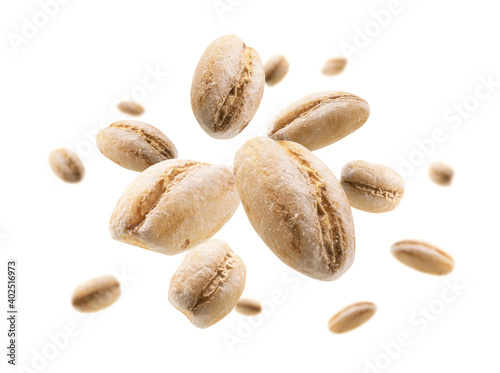 Pearl barley levitates on a white background