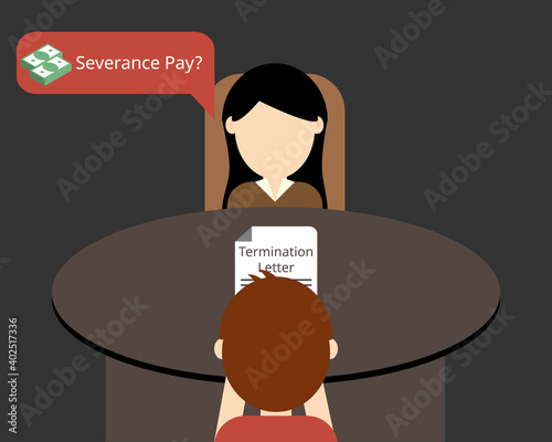 employee got fired and ask for severance pay after receive termination letter vector