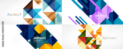 Set of geometric minimalist abstract backgrounds. Vector illustration for covers, banners, flyers and posters and other designs