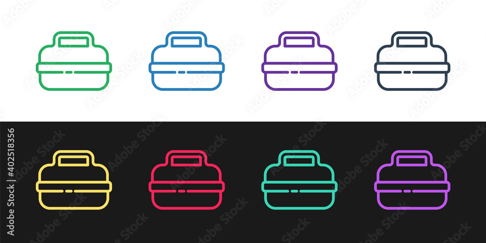 Set line Cooking pot icon isolated on black and white background. Boil or stew food symbol. Vector. Set line Cooking pot icon isolated on black and white background. Boil or stew food symbol. Vector.