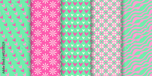 set of Heart seamless patterns, for valentines day, Pattern Swatches, vector, Endless texture can be used for wallpaper, pattern fills, web page,background,surface
