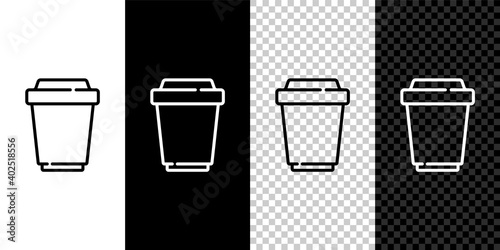 Set line Coffee cup to go icon isolated on black and white background. Vector.