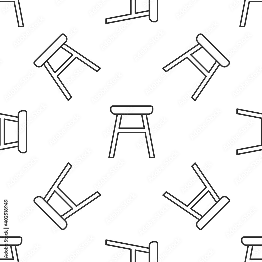 Grey line Chair icon isolated seamless pattern on white background. Vector. Grey line Chair icon isolated seamless pattern on white background. Vector.