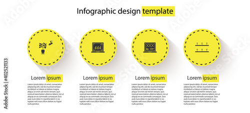 Set Smart farming technology, , Genetic engineering modification and Automatic irrigation sprinklers. Business infographic template. Vector.