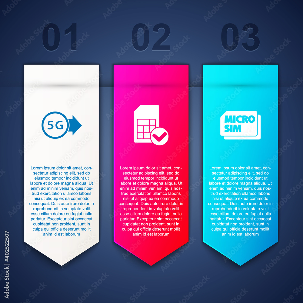 Set 5G network, Sim card and Micro Card. Business infographic template. Vector. Set 5G network, Sim card and Micro Card. Business infographic template. Vector.