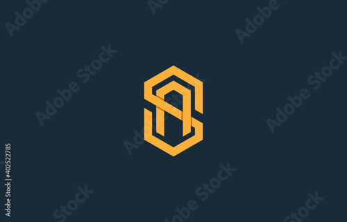 sa logo design in hexagon shape