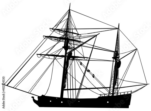 Photo sailing ship silhouette