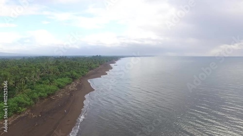 Wallpaper Mural Long stretch of Beach, sea shore littered with ocean debris washed on the shore. Drone, Aerial Torontodigital.ca