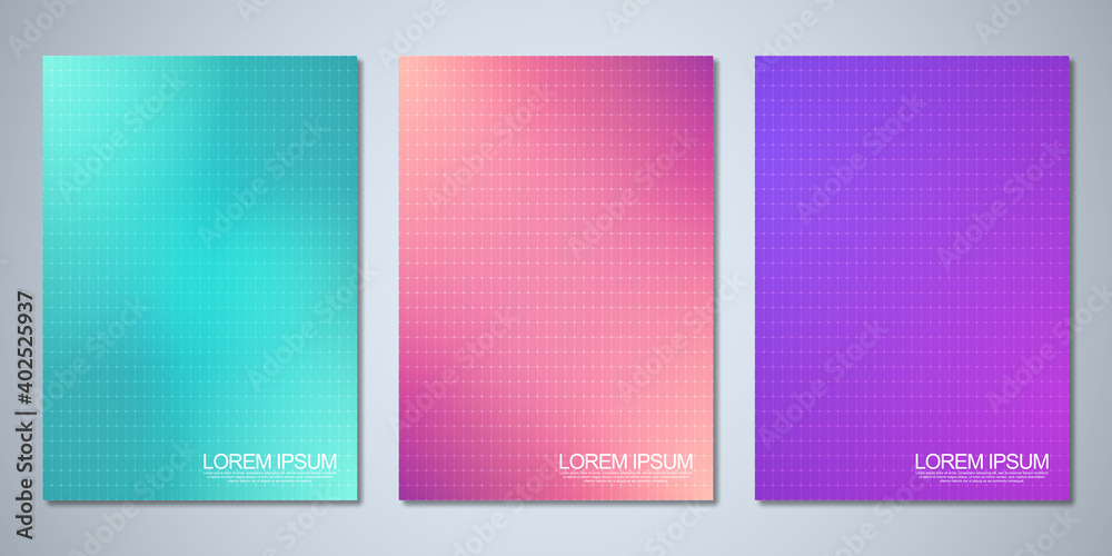 Blurred backgrounds with a grid pattern for cover design, brochure layout, book, poster mockup, and flyer template. Colorful pattern, vibrant colors, fluid abstract, blended colors.