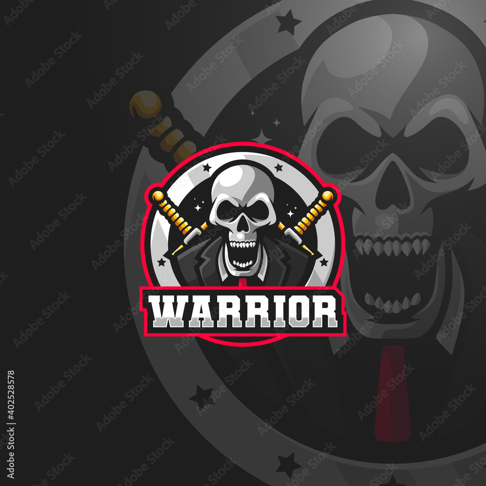 Skull warrior esport gaming logo template