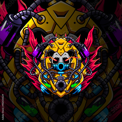 Panda cyborg illustration