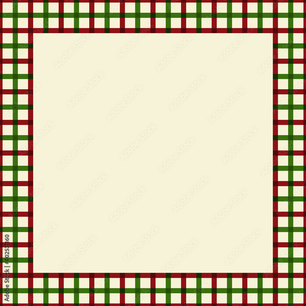 Light yellow background with green and red tartan frame
