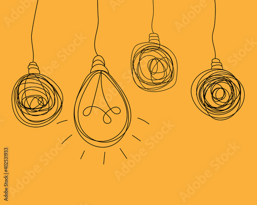 Lightbulb background. Concept of the idea, brainstorming