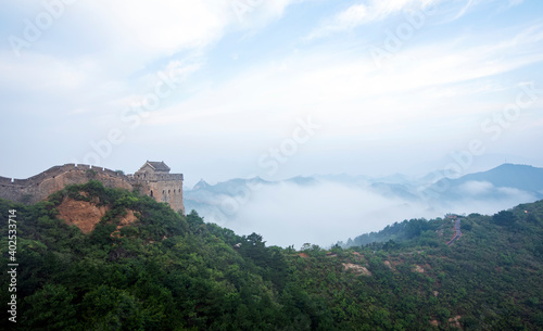 Great Wall in China   The Great Wall and the beautiful clouds in the morning