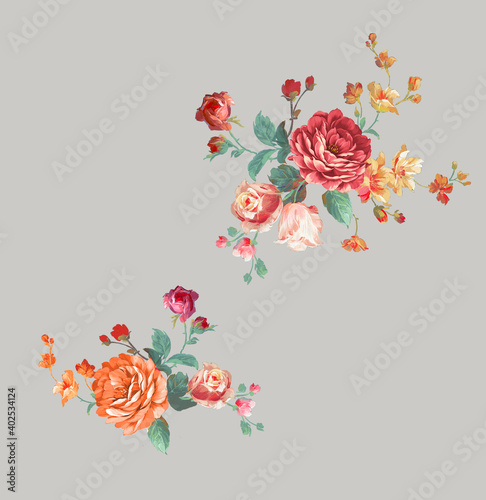 Flowers watercolor illustration.Manual composition.Big Set watercolor elements   Design for textile  wallpapers   Element for design Greeting card