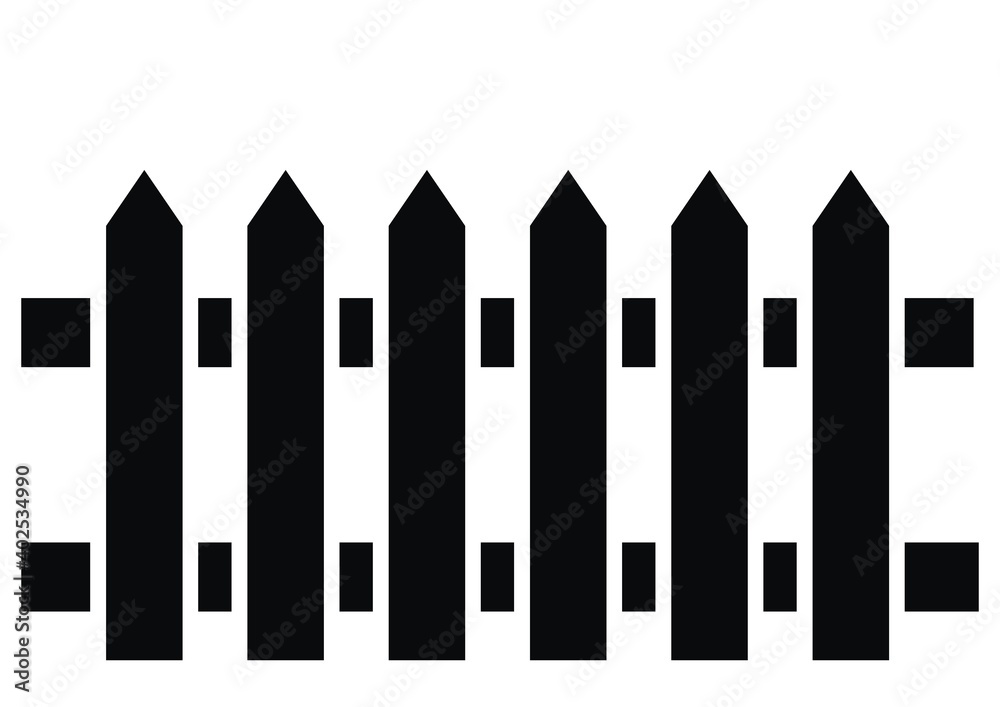 picket fence, black silhouette, vector icon picket fence, black silhouette, vector icon
