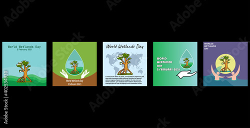 World Wetlands Day posters, backgrounds, pictures, set