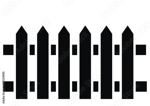 picket fence, black silhouette, vector icon