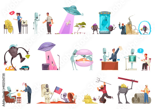 Alien Doodle Icon Set