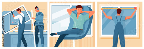 Plastic Windows Flat Illustration