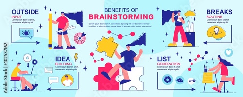 Benefits Of Brainstorm Infographics Layout