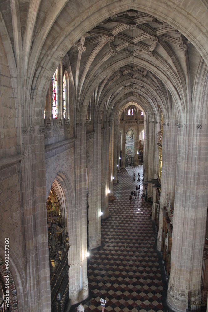 Nave central Catedral Segovia, España.