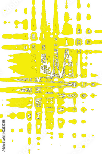 Giallo distorto e vibrato con sfondo bianco