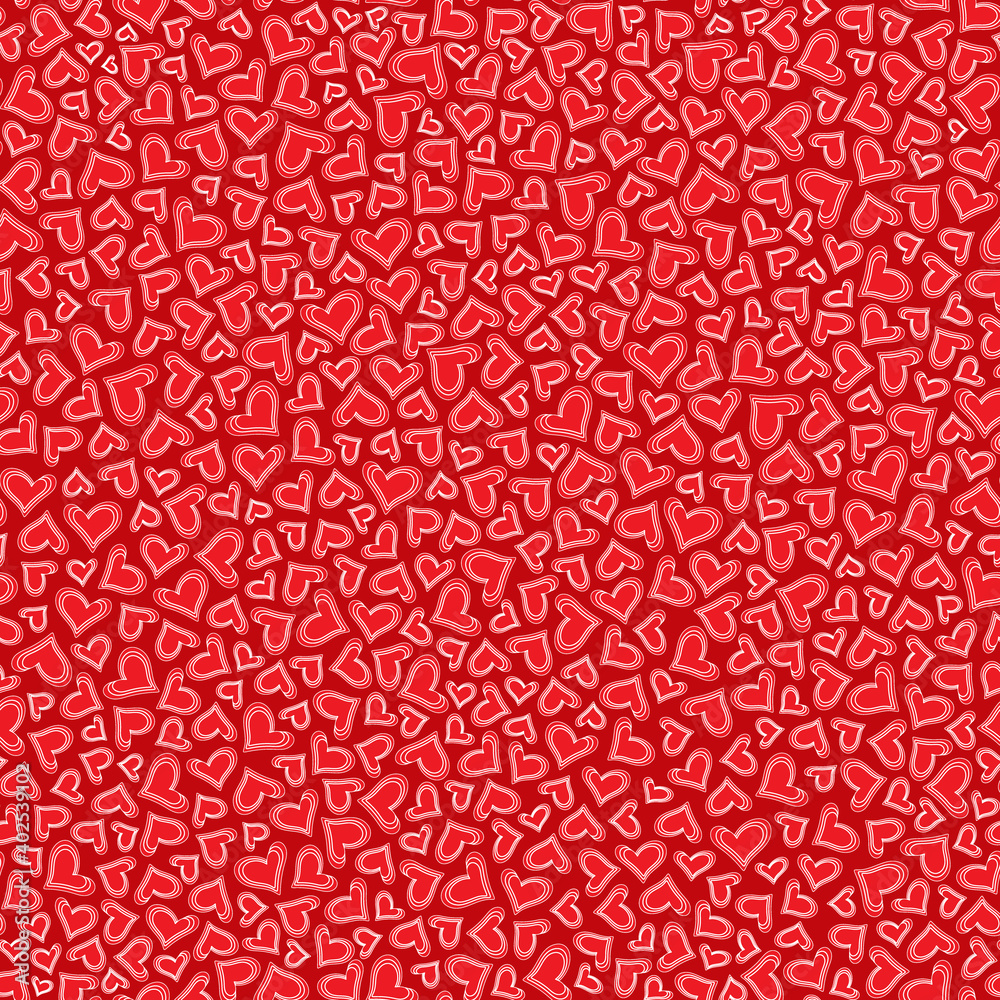 Red love valentine's day hearts vector pattern in a seamless repeat. Red love valentine's day hearts vector pattern in a seamless repeat.