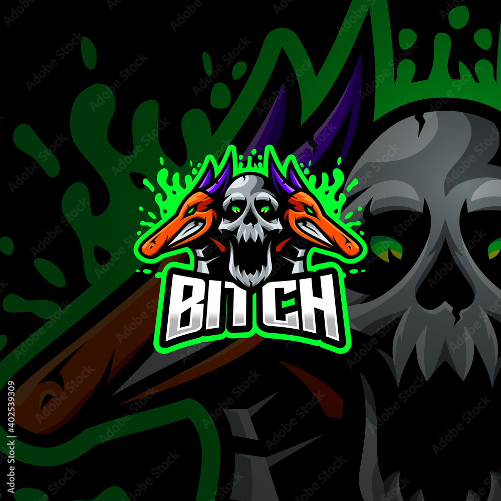 Fototapeta premium Skull dragon esport gaming logo template