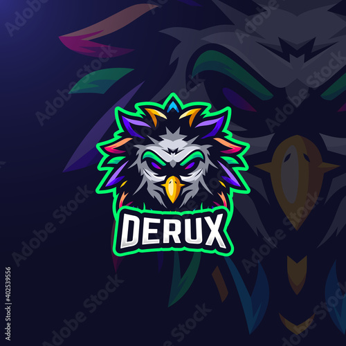 Bird colorful esport gaming logo template