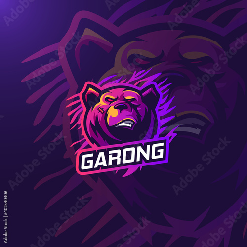 Vibrant bear esport logo gaming template