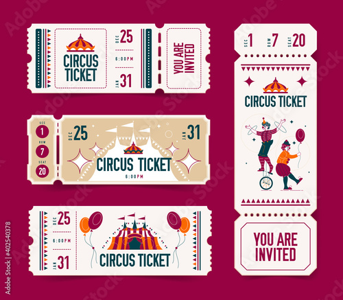 Circus Tickets Realistic Set