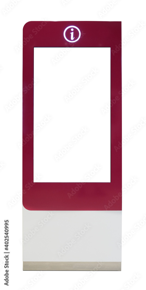 Billboard mock up isolated on white background. Template of an empty stand display, Indoor advertising banner placeholder and poster with clippling path. Billboard mock up isolated on white background. Template of an empty stand display, Indoor advertising banner placeholder and poster with clippling path.