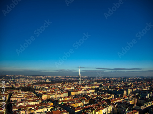 aerial view of the Tv Tower in Prague