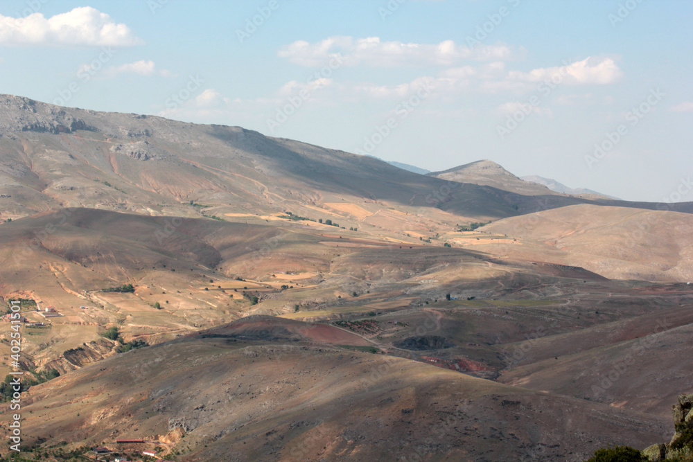 Barren lands. Mountain landscape in the sunny day.