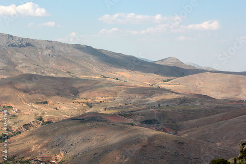 Barren lands. Mountain landscape in the sunny day.