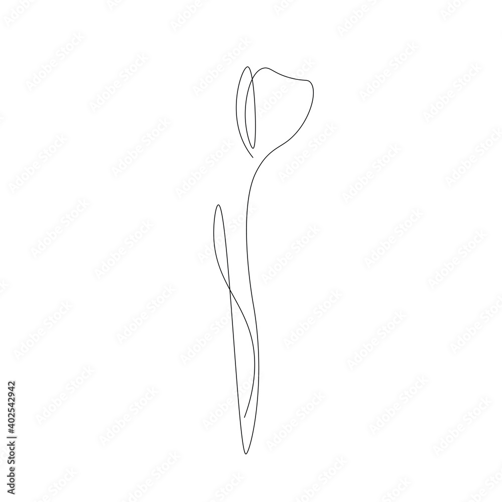 Flower silhouette line drawing, vector illustration Flower silhouette line drawing, vector illustration