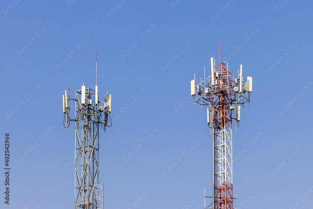 Telecommunication tower with blue sky and white clouds background,satellite pole communication technology. Telecommunication tower with blue sky and white clouds background,satellite pole communication technology.