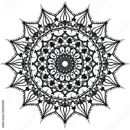 mandala for acrylic painting.  Abstract design of mandala in one line style. Aboriginal australian ethnic round ornament. photo