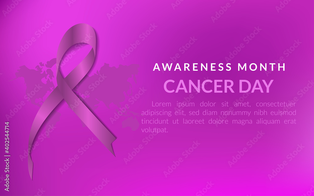 Obraz premium Illustration of 04 february charity awareness month , background cancer day world treatment medical symbol ribbon female , disease health element template website landing page 