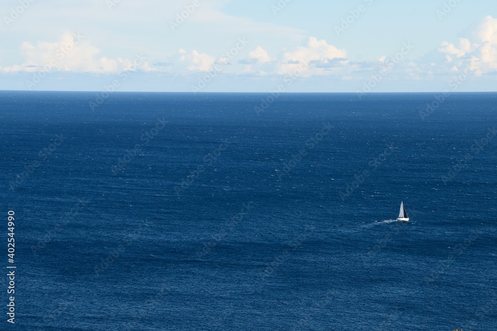boat on the sea, seen from Théoule sur Mer, France boat on the sea, seen from Théoule sur Mer, France