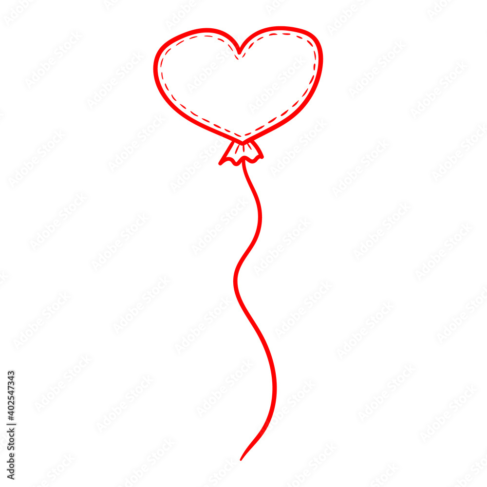 Valentine's Doodle Baloon. Design for Valentine's Day, march 8, wedding