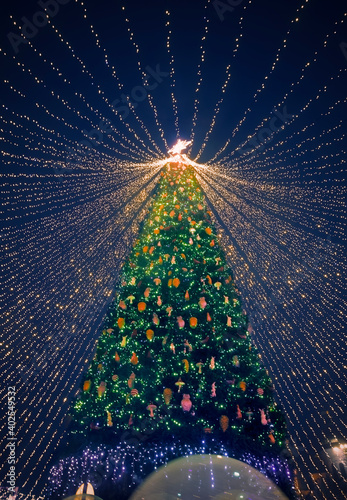 Christmas tree. The main Christmas tree of Ukraine on Sofiyivska Square. photo