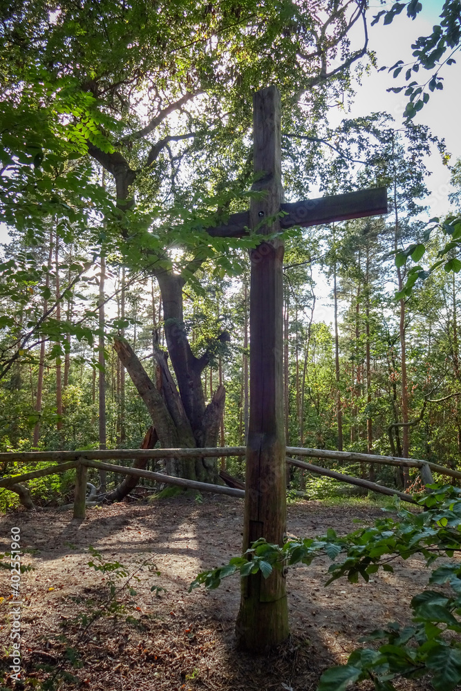 Summit cross on Ehrenpfortenberg in Tegel forest, Berlin Summit cross on Ehrenpfortenberg in Tegel forest, Berlin