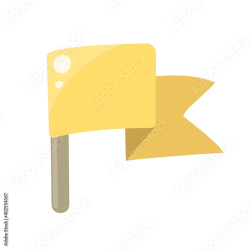 Cartoon yellow flag isolated on white background. Vector illustration.