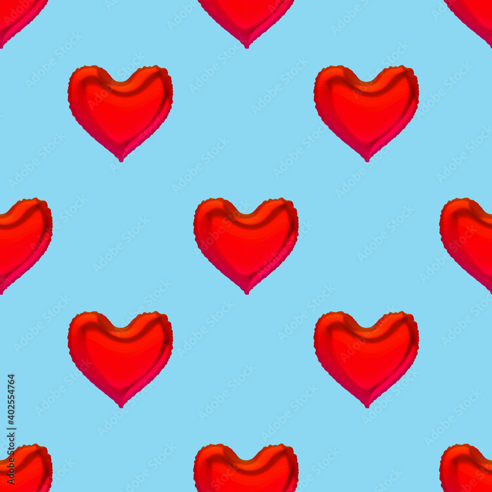 Valentine's day pattern. Seamless pattern from 3d illustration balloon in heart shape on blue backgrond.