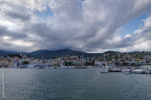 Sanremo coastal city in cloudy day, Italian Riviera