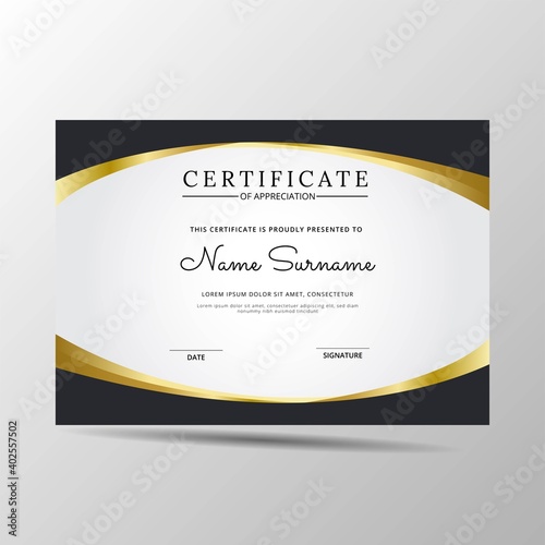 elegant black and gold diploma certificate template. Use for print, certificate, diploma, graduation 