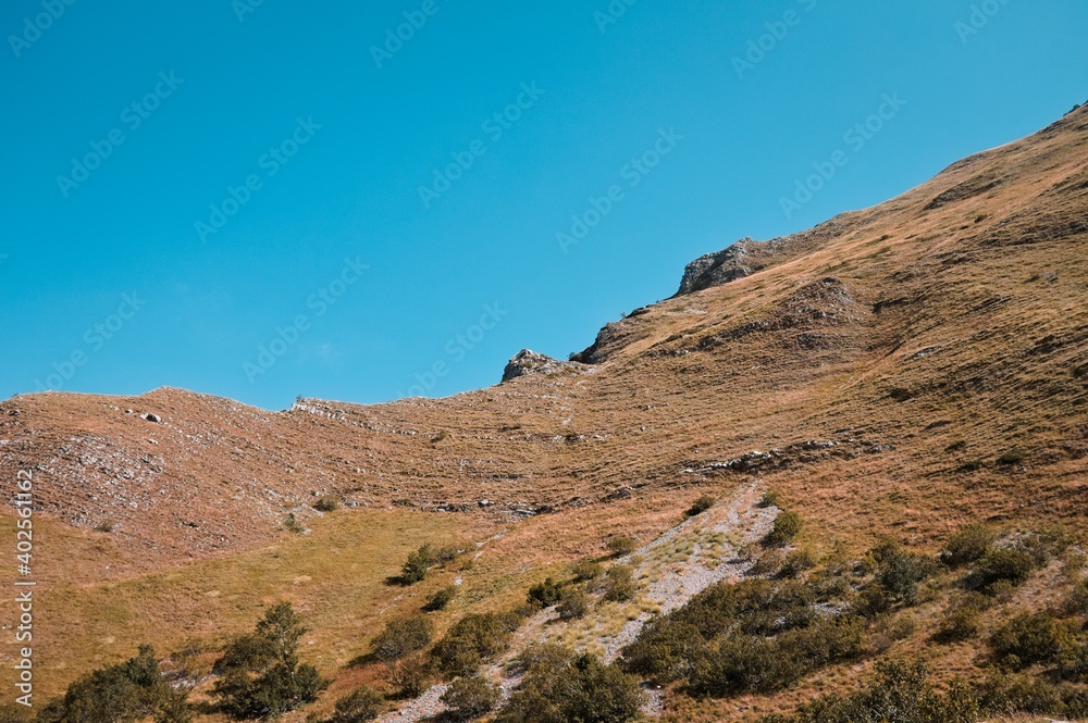 A mountain with lush meadows in the Sibillini Mountains National Park (Sibillini, Marche, Italy)